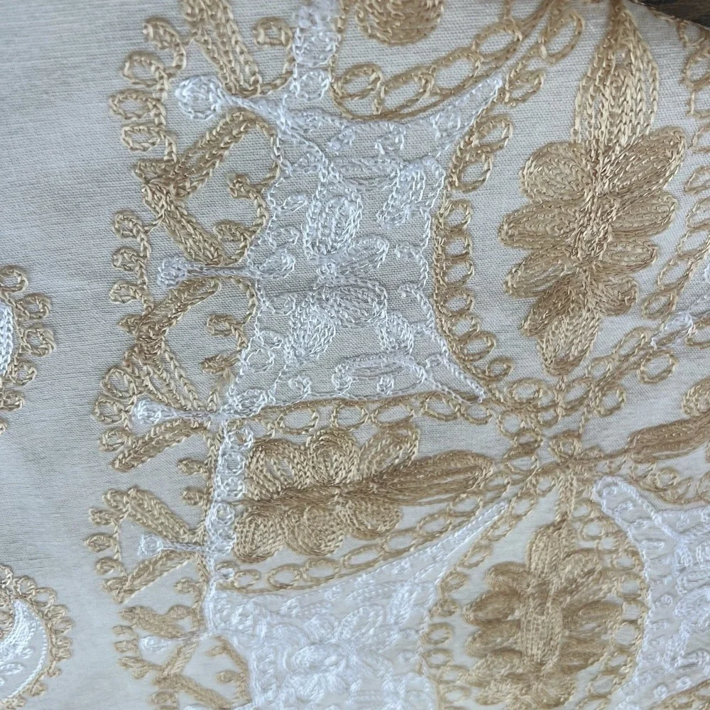 Vintage Aghabani Embroidered Orientalist Cotton Silk Tablecloth + 10 Napkins
